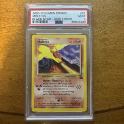 2000 POKEMON PROMO BLACK STAR TOSHINAO AOKI ERR #21 MOLTRES PSA 9 - Image 1