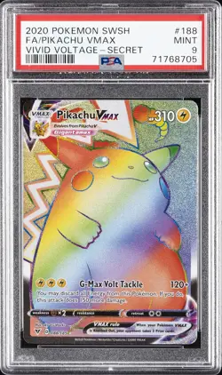 2020 POKEMON SWORD & SHIELD VIVID VOLTAGE SECRET FULL ART/PIKACHU VMAX PSA 9 - Image 1