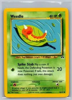 Weedle 70/75 Common Neo Discovery Pokemon Unlimited Lightly Played - Image 1