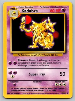 Kadabra 32/102 Uncommon Base Set Unlimited Pokemon Lightly Played - Image 1