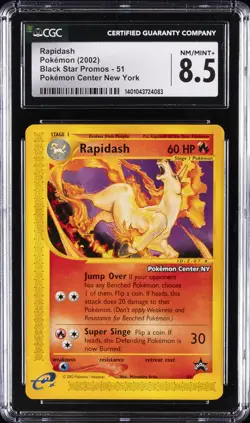 2002 POKEMON BLACK STAR PROMOS POKEMON CENTER NEW YORK #51 RAPIDASH CGC 8.5 - Image 1