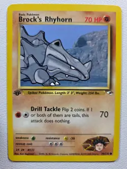 Brock's Rhyhorn (70) Gym Heroes 070/132 Common 1st Edition NM Pokemon TCG - Image 1