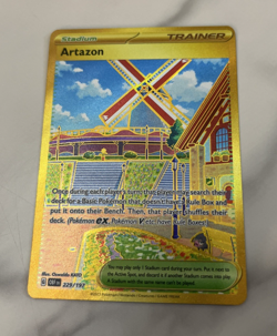 Artazon Trainer 229/197 Gold Secret Rare Pokemon 2023 Obsidian Flames NM - Image 1