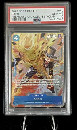 2025 One Piece Sabo OP10-049 Premium Card Collection Vol.4 PSA 10 Gem Mint EN - Image 3