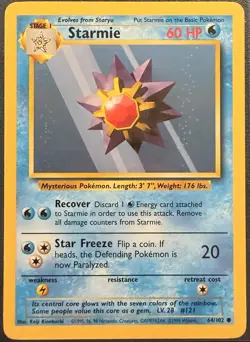 Pokemon TCG Starmie Base Set Unlimited Common Card 64/102 - Image 1