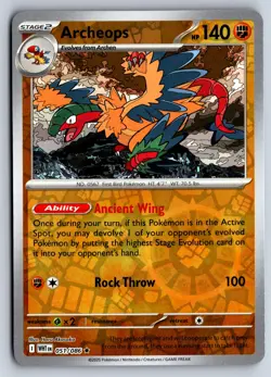 ARCHEOPS 051/086 HOLO RARE SV: WHITE FLARE POKEMON REVERSE HOLO NM - Image 1