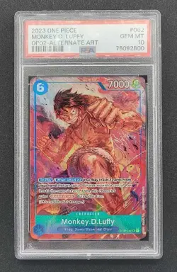 2022 One Piece Paramount War Monkey D Luffy PSA 10 OP02-062 SR Gem Mint - Image 1