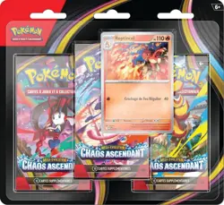 Pokemon Chaos Ascendant French 3-Pack Blister Reptincel Promo 30 Cards - Image 1