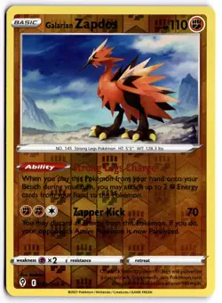 Pokemon TCG Galarian Zapdos 082/203 Swsh07: Evolving Skies Reverse Holo - Image 1