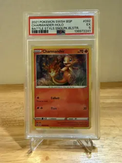 2021 POKEMON SWSH BLACK STAR PROMO #092 CHARMANDER-HOLO PSA 5 - Image 1