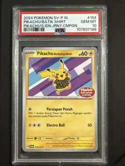 PSA 10 - Pikachu Berkemeja Batik 154/SV-P - Indonesia Journey Promo Pokemon - Image 1
