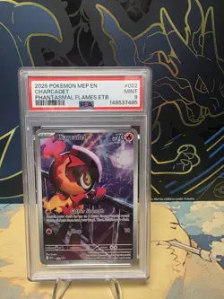 2025 Pokemon MEP EN #022 Charcadet Phantasmal Flames ETB PSA 9 MINT - Image 1