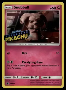 POKEMON SNUBBULL - (DETECTIVE PIKACHU STAMPED) SUN & MOON PROMO SM200 HOLO NM/M - Image 1