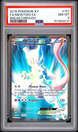 2015 POKEMON XY BREAKTHROUGH #157 FULL ART/MEWTWO EX PSA 8 - Image 1
