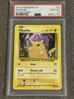 Pokemon Pikachu 2016 XY Evolutions Regular Card 35/108 PSA 10 - Image 1
