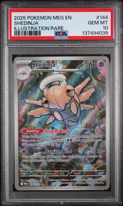 2025 POKEMON MEG MEGA EVOLUTION 144 SHEDINJA ILLUSTRATION RARE - PSA 10 - Image 1