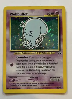 Pokemon TCG - Wobbuffet 16/75 Holo Rare Neo Discovery Unlimited WOTC - LP - Image 1