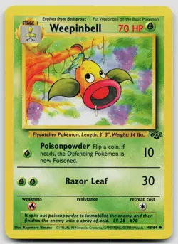 WEEPINBELL 48/64 UNCOMMON JUNGLE POKEMON UNLIMITED LP - Image 1