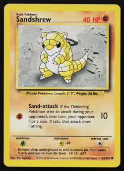 SANDSHREW 62/102 COMMON BASE SET UNLIMITED POKEMON MP - Image 1