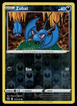 ZUBAT 103/195 COMMON SILVER TEMPEST POKEMON REVERSE HOLO NM - Image 1