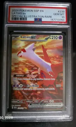 2024 POKEMON SSP EN-SURGING SPARKS SPECIAL ILLUSTRATION RARE LATIAS EX PSA 10 - Image 1