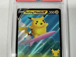 2021 POKEMON CELEBRATIONS #008 SURFING PIKACHU V PSA 9 - Image 3
