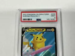 2021 POKEMON CELEBRATIONS #008 SURFING PIKACHU V PSA 9 - Image 4