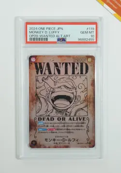 One Piece PSA 10 Monkey D Luffy OP09 Wanted Alternative #119 2024 Japanese - Image 1