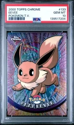 2000 Topps Chrome Pokemon T.V EEVEE #133 PSA 10 GEM MT Vintage MODERN GRADE WOW - Image 1