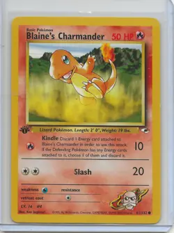 Pokemon Card - Blaine's Charmander Gym Heroes 61/132 Common 1st Edition NM - Image 1