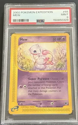 Pokemon 2002 Expedition Mew Non-Holo Card PSA 9 - Image 1