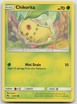Chikorita 6/214 Lost Thunder Pokemon NM Common - Image 1