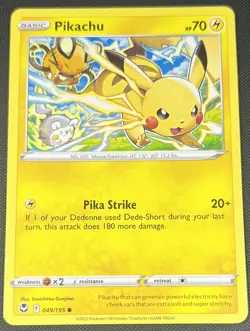 Pikachu 049/195 Pokemon English Sword & Shield Silver Tempest 2022 - Image 1