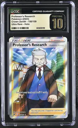 2023 Pokemon Crown Zenith Professor's Research Holo Ultra Rare CGC 10 #150/159 - Image 1