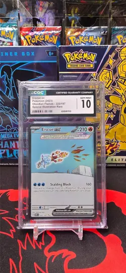 Eiscue ex 222/197 SV03: Obsidian Flames Holo Pokemon CGC GM MT 10 - Image 1