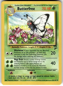 Butterfree 34/130 Base Set 2 Pokemon NM Fast Ship - Image 1