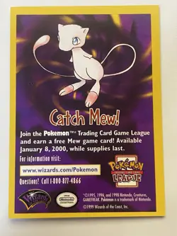 Pokemon Catch Mew ~ Promo Card Insert - Image 1