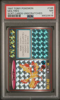 Moltres 146 Unscratched Tomy Scratch Cards Pokemon PSA 7 - Image 1