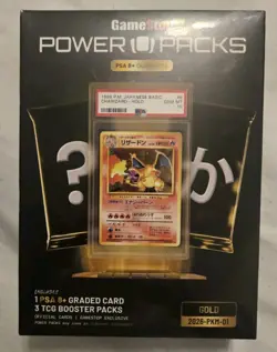 GameStop Power Packs Gold Pokemon TCG Charizard Sealed Box PSA 8+ Card + 3 Boos… - Image 1