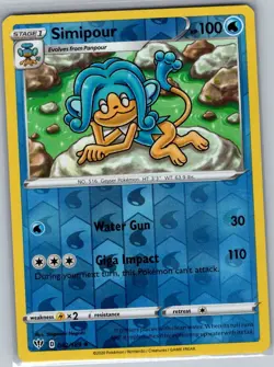 Simipour 042/189 Reverse Holo SWSH03: Darkness Ablaze - Pokemon Card - NM - Image 1