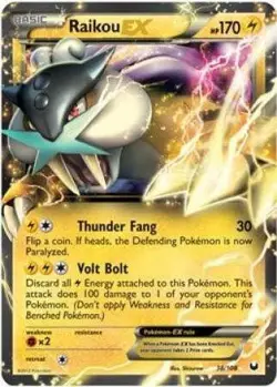 Pokemon Dark Explorers Ultra Rare Card - Raikou-EX 38/108 - Image 1