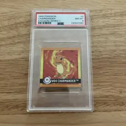PSA 8 POKEMON CARD CHARMANDER 4 ARTBOX STICKER SERIES 1 #4 1999 VINTAGE - Image 1