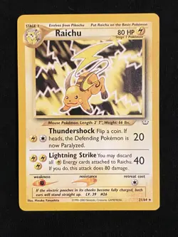 Pokemon TCG | Raichu | 21/64 | Neo Revelation | Unlimited Ed. | Regular Rare - Image 1