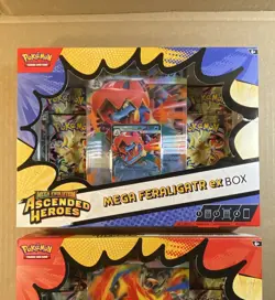 Pokemon Mega Evolution Ascended Heroes EX Box Lot of (2) Feraligatr & Emboar - Image 2