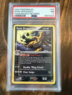 PSA 8 NM Dark Dragonite 15/109 EX Team Rocket Returns Non-holo Pokemon 2004 - Image 1