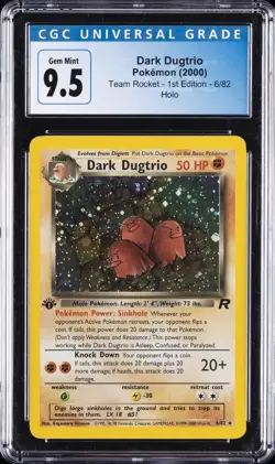 2000 POKEMON TEAM ROCKET 1ST EDITION HOLO #6 DARK DUGTRIO CGC 9.5 - Image 1