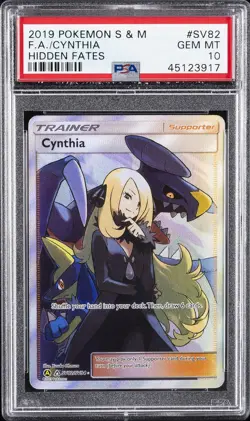 2019 POKEMON SUN & MOON HIDDEN FATES #SV82 FULL ART/CYNTHIA PSA 10 - Image 1