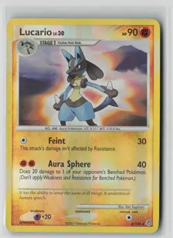 Lucario 6/130 Holo Rare Diamond & Pearl Pokemon Reverse Holo DMG - Image 1