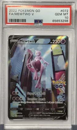 The Pokemon Company 2022 Pokemon GO Mewtwo V Alt Full Art Holo 072/078 PSA 10 - Image 1