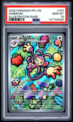 2025 POKEMON PFL EN-PHANTASMAL FLAMES ILLUSTRATION RARE #107 AMBIPOM PSA 10 - Image 1